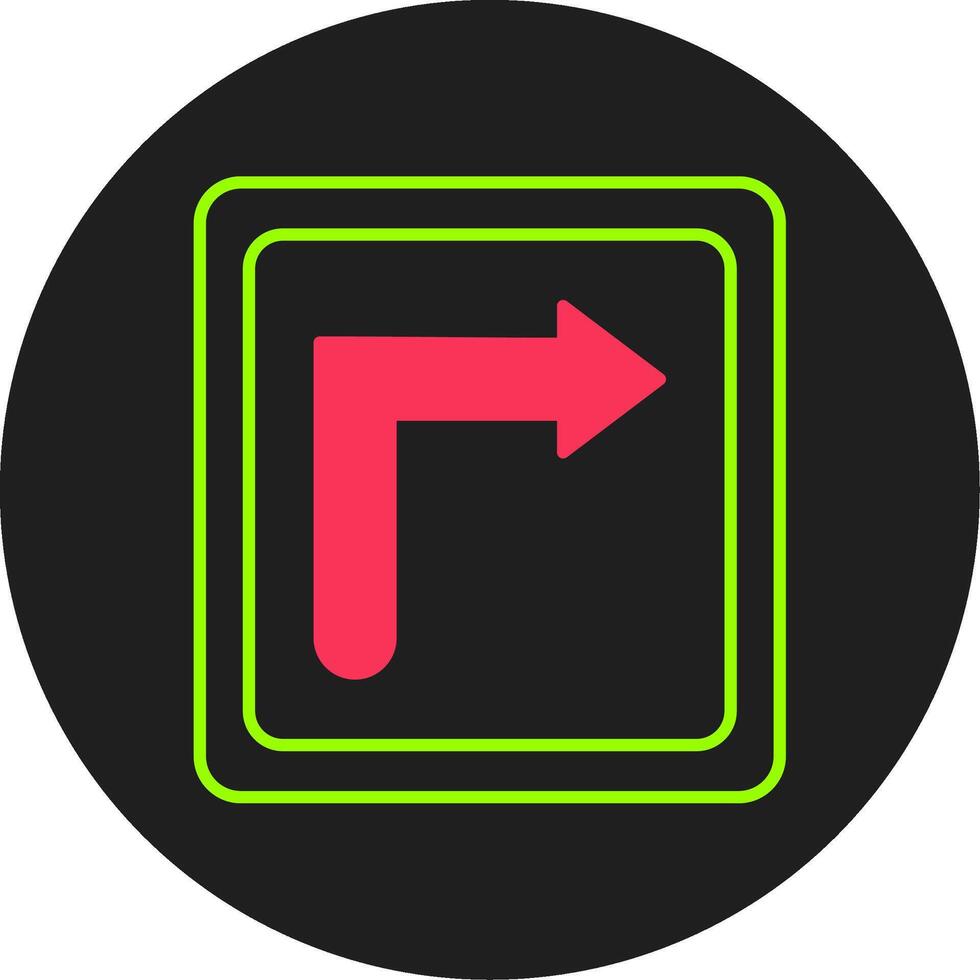 Turn Right Glyph Circle Icon vector