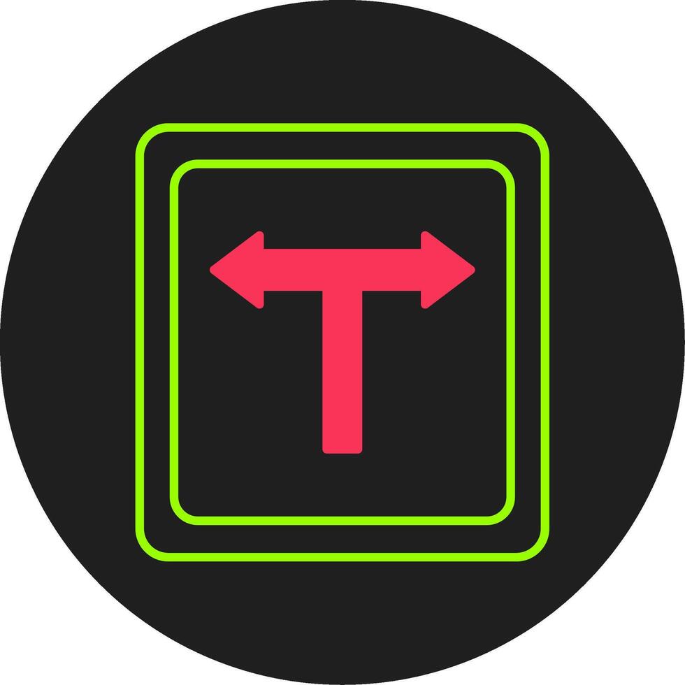 T Junction Glyph Circle Icon vector