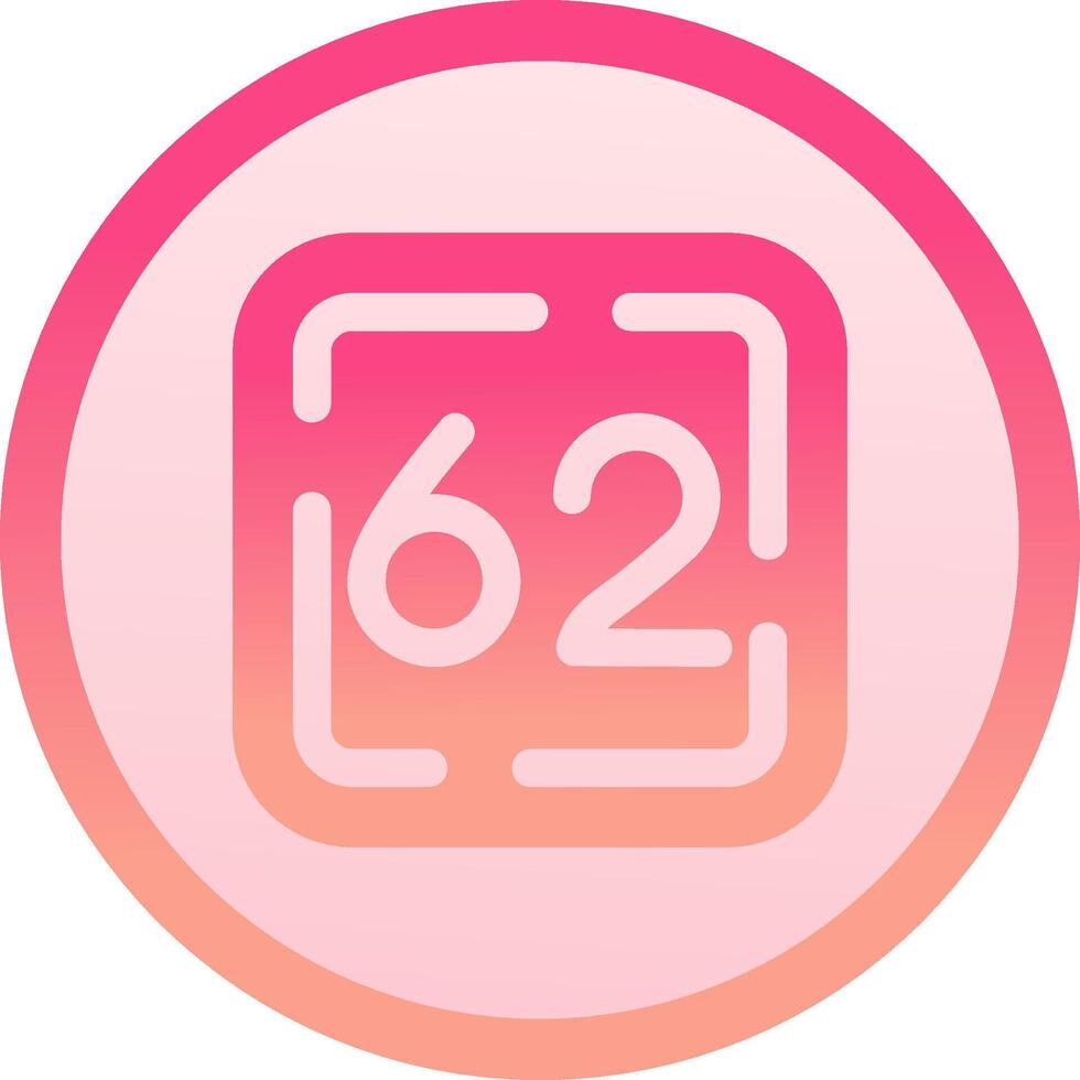 Sixty Two solid circle gradeint Icon vector