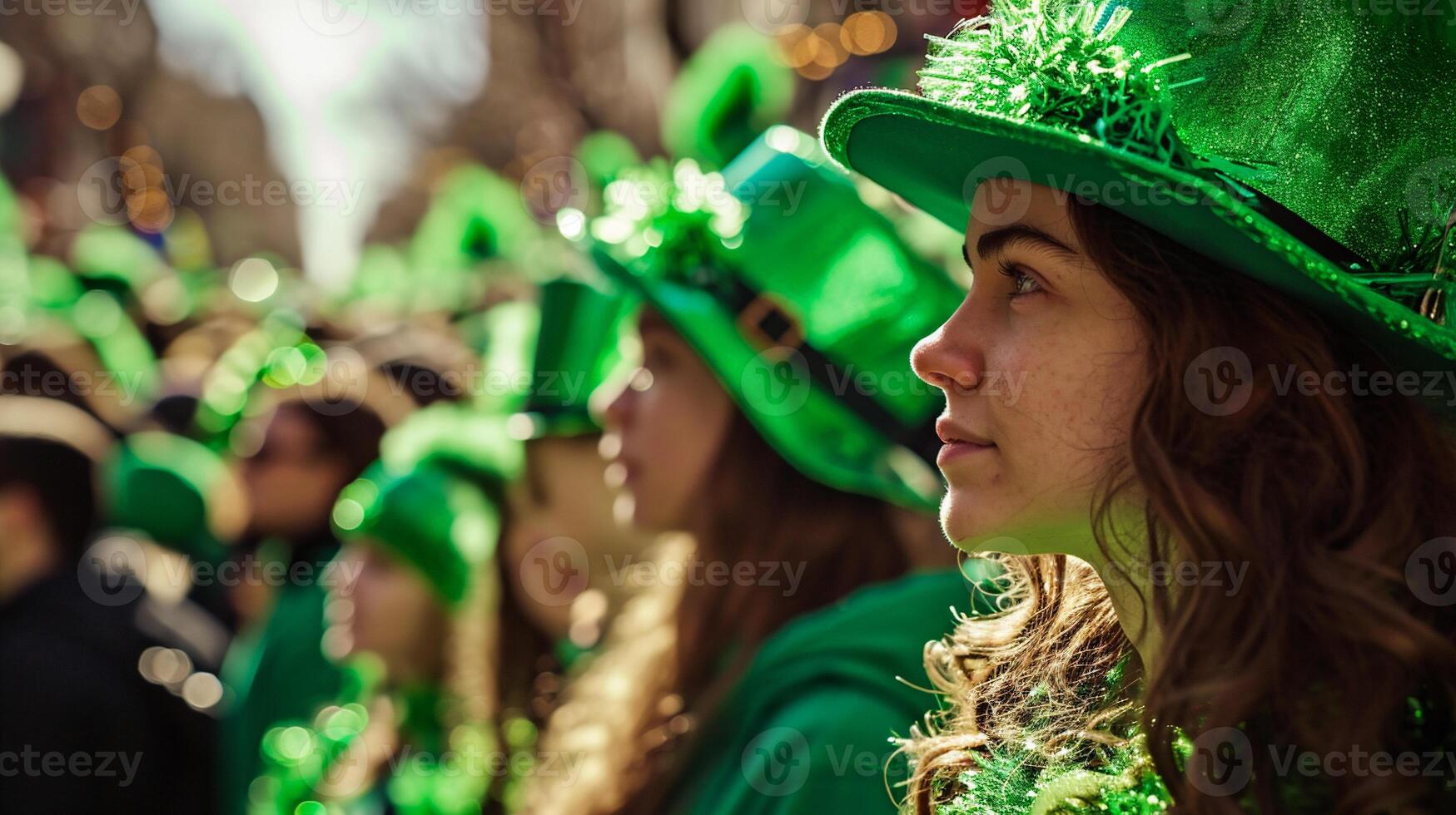 ai generado no identificado personas a el S t. patrick's día desfile foto