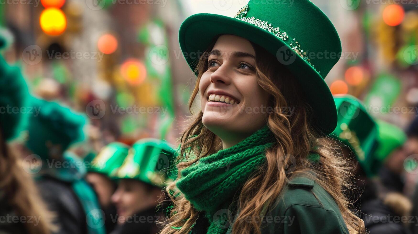 AI generated Unidentified people at the St. Patrick's Day parade photo