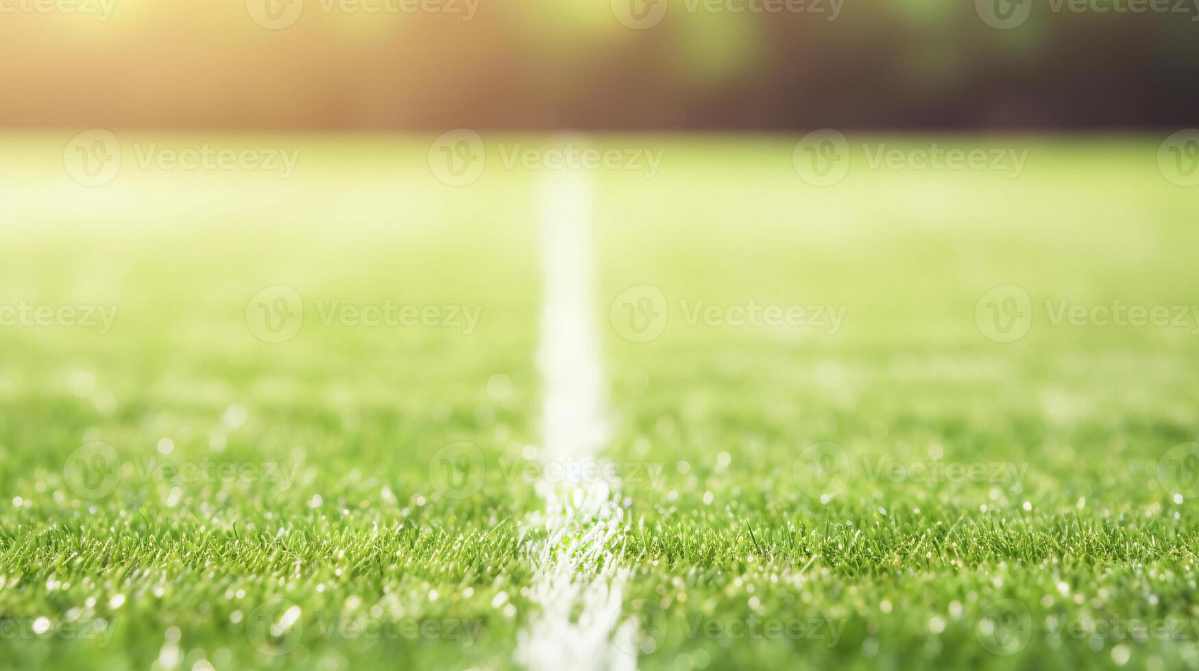 AI generated Vivid close up of a baseball field in bright daylight with lush green grass and clear blue sky photo