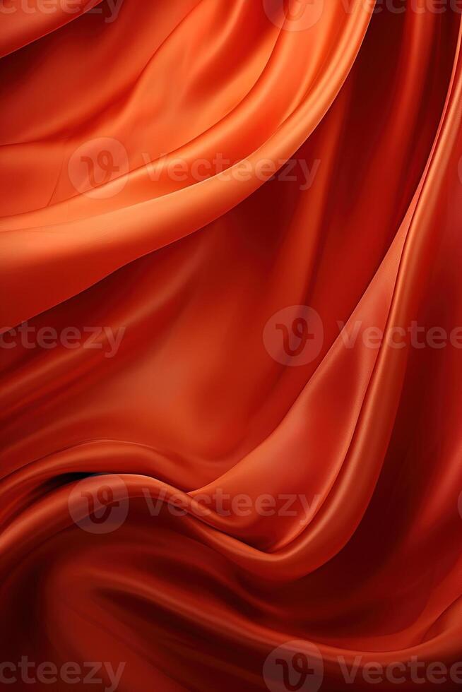 AI generated Red fabric organza background, texture waves, place for text photo