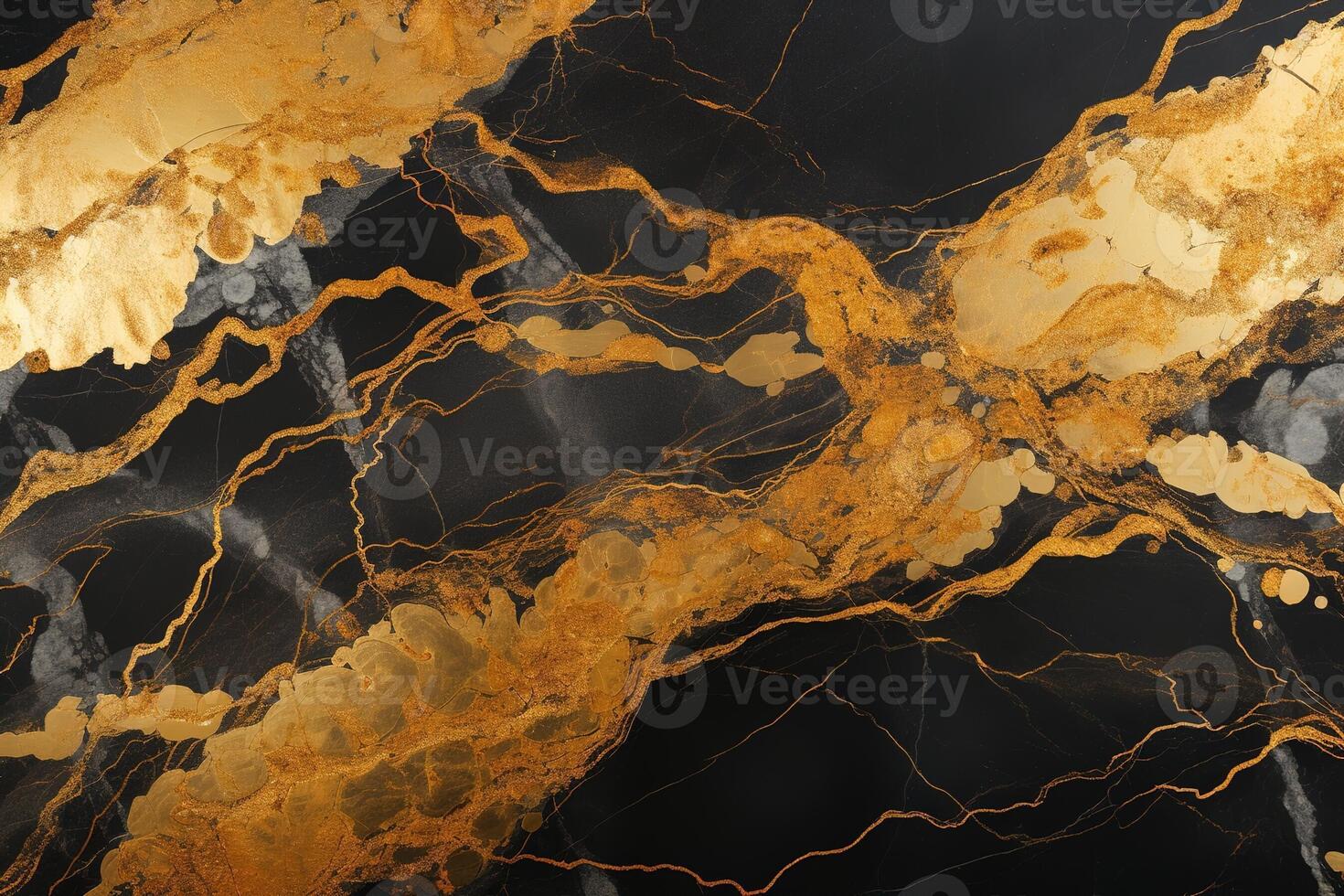 AI generated Black and gold marble background, place for text photo