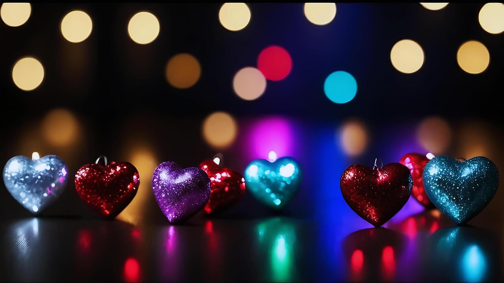 AI generated Colorful, festive decoration with glowing, multi-colored lights at night photo