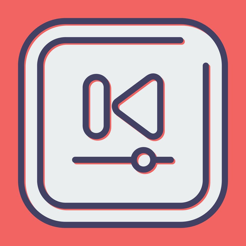 Video Previous Track Square Vector Icon