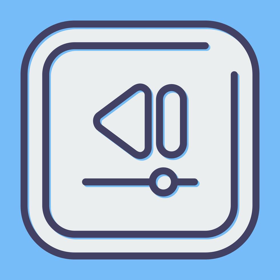 Video Rewind Square Vector Icon