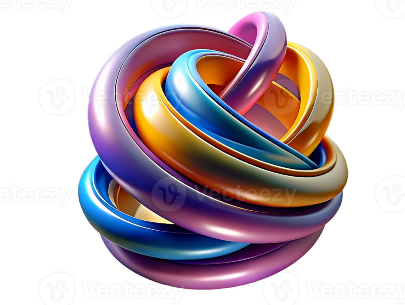 AI generated Circular abstract shapes of various colors in 3D- png