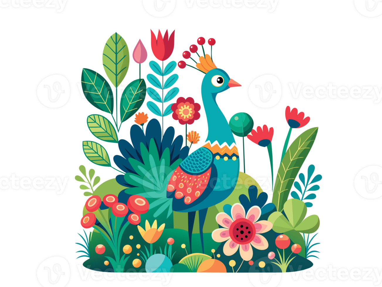 AI generated Peacock farm bird with various colors- png