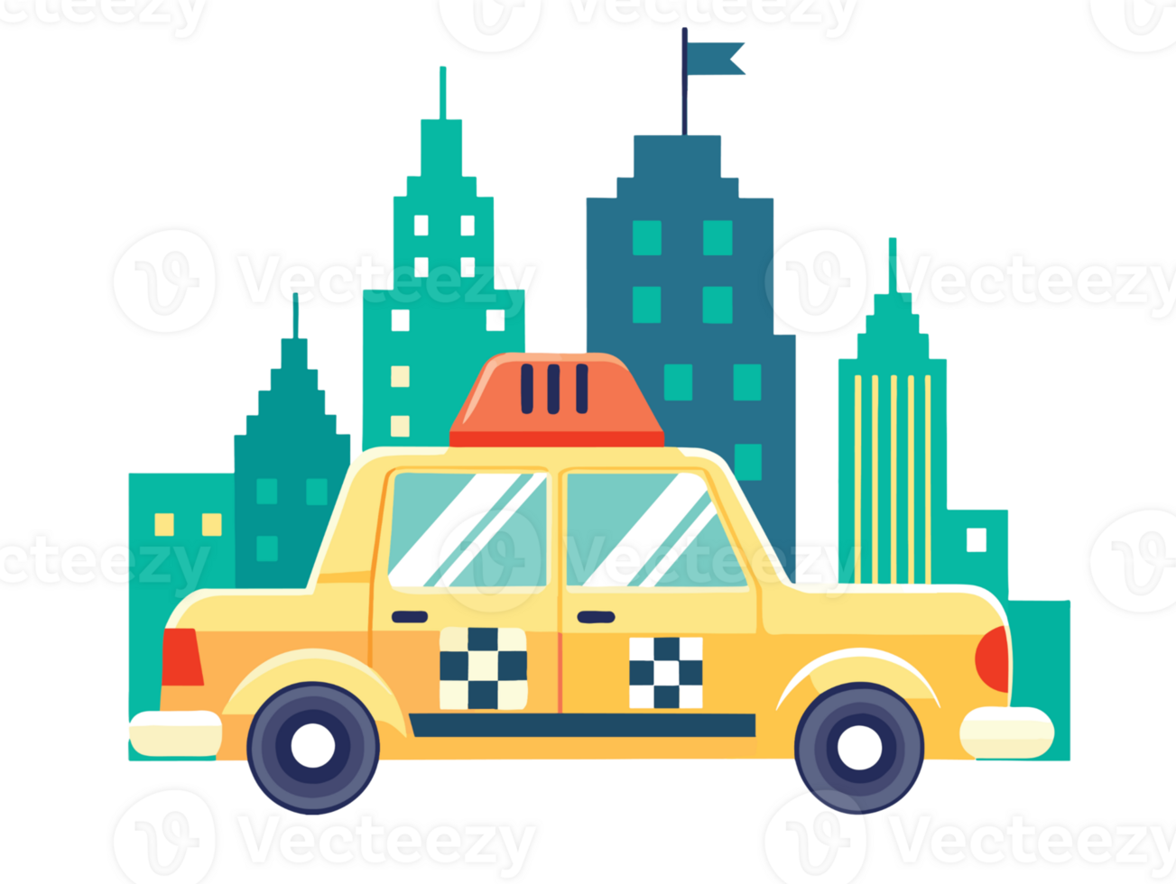 AI generated Public transport in the city Yellow Taxi- png