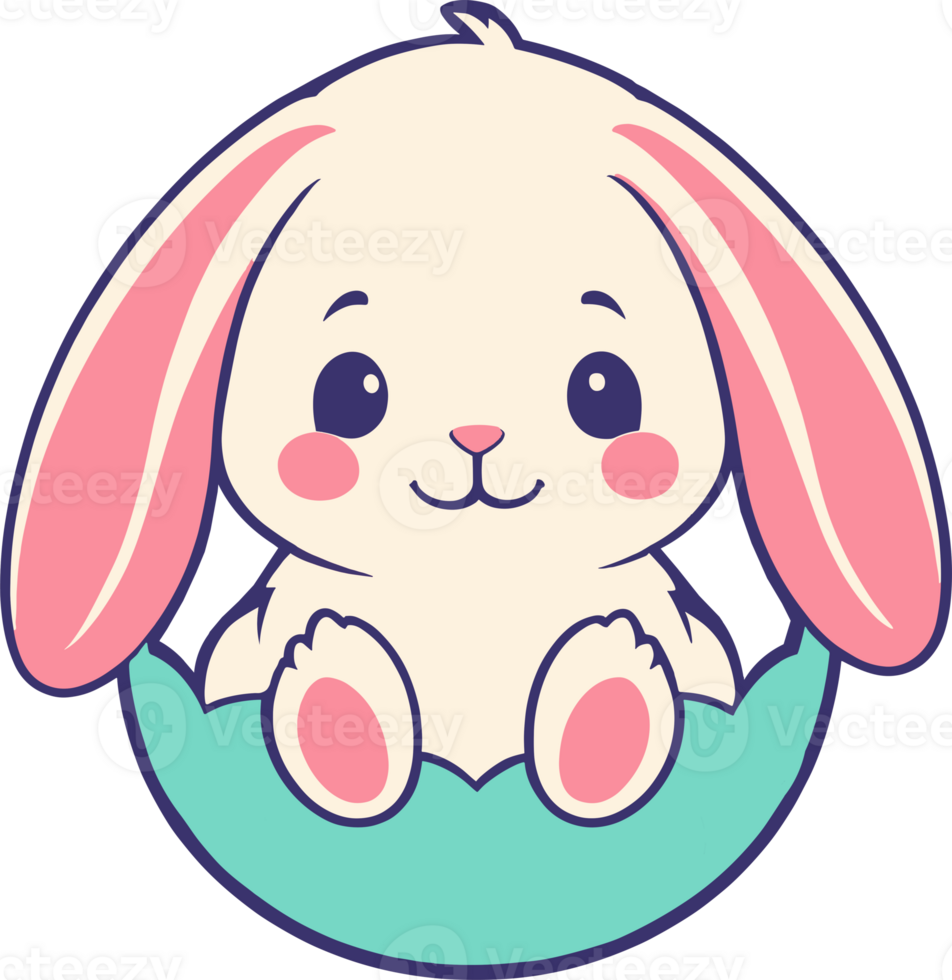 AI generated Cute rabbit cartoon in transparent background png