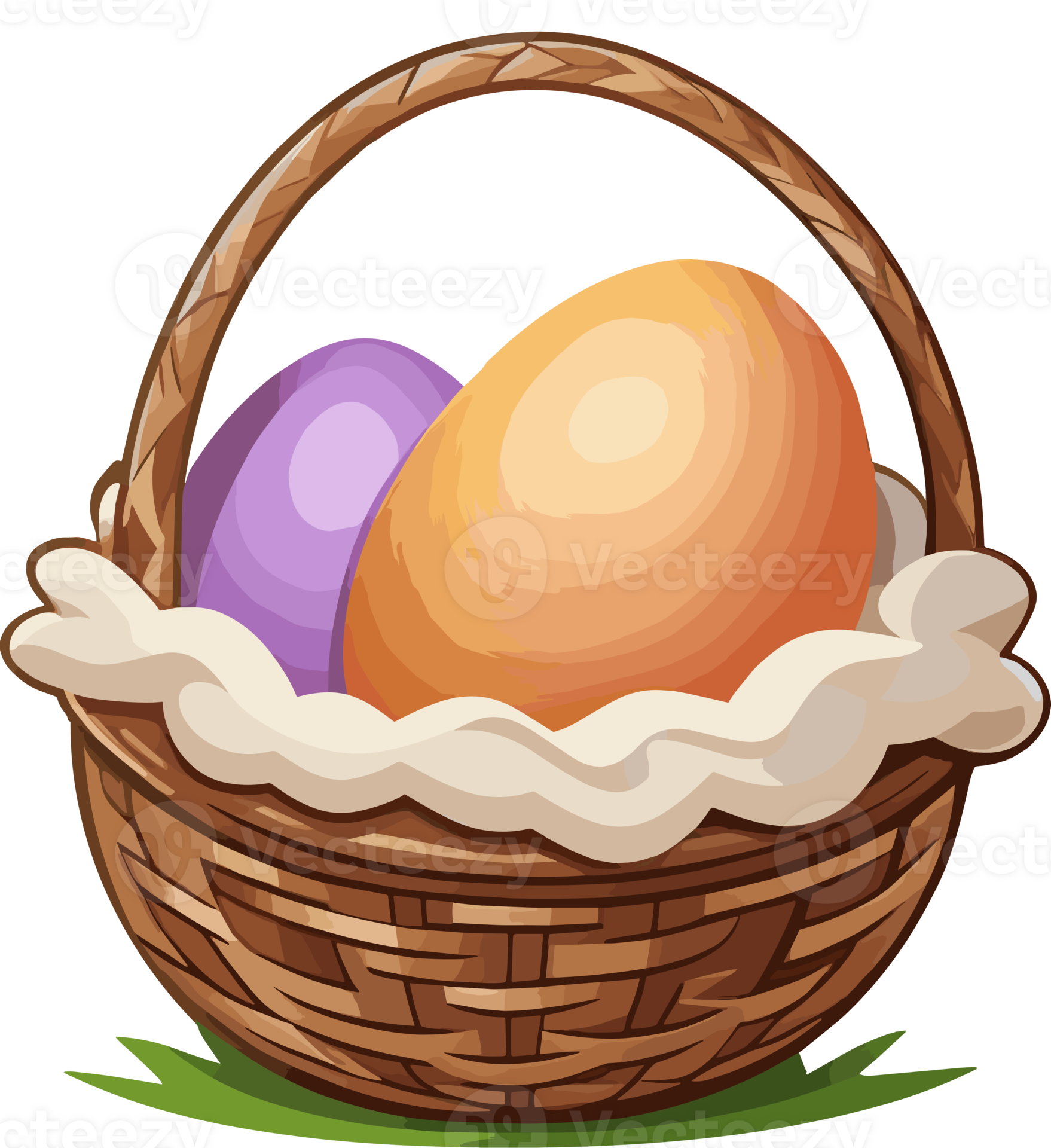 AI generated Eggs in a basket cartoon isolated in transparent
