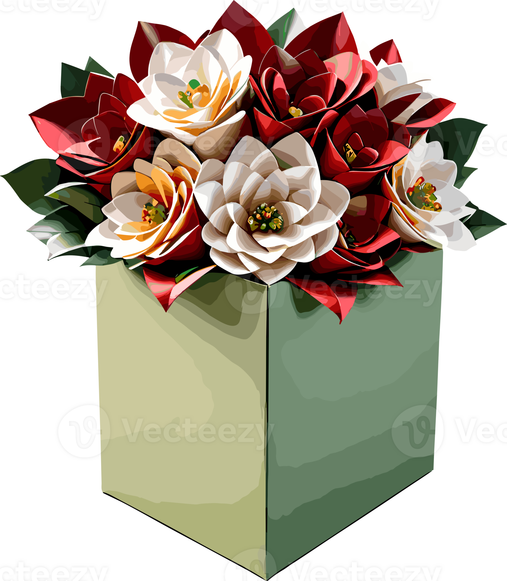Ai generated a cute flowers in a box illustration isolated in