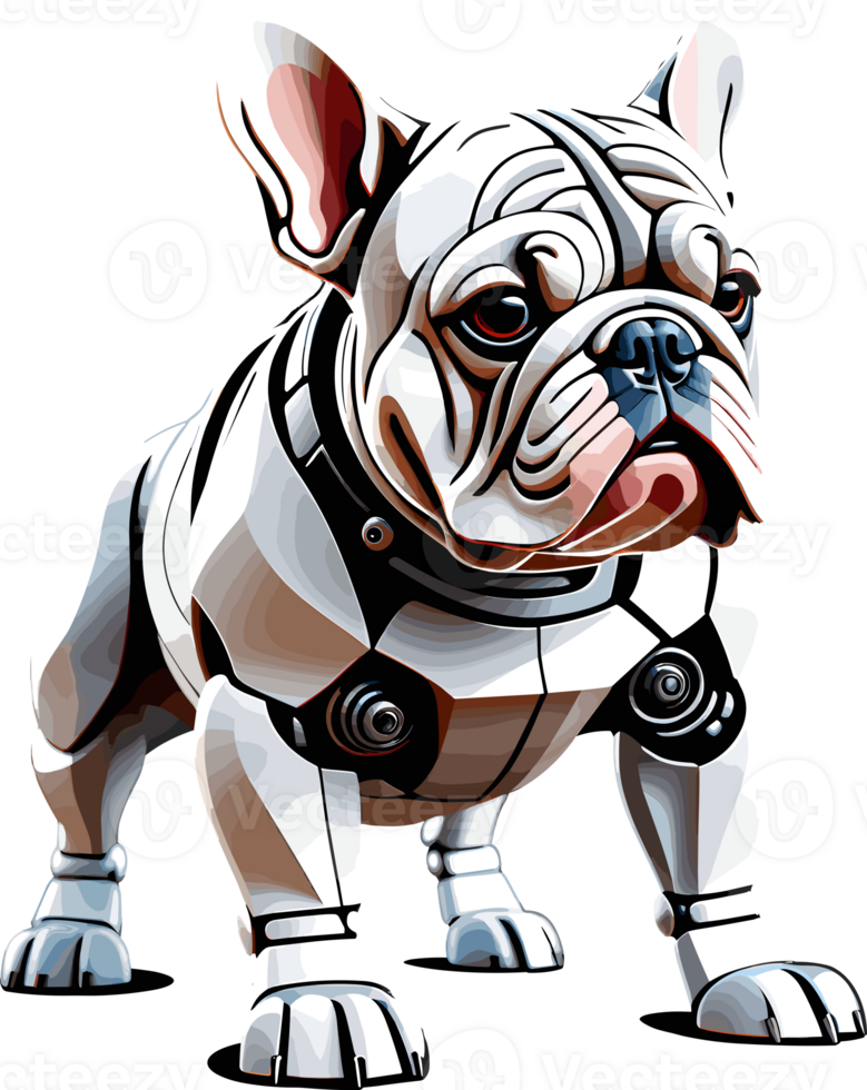 AI generated Robotic Bulldog isolated illustration in transparent background png