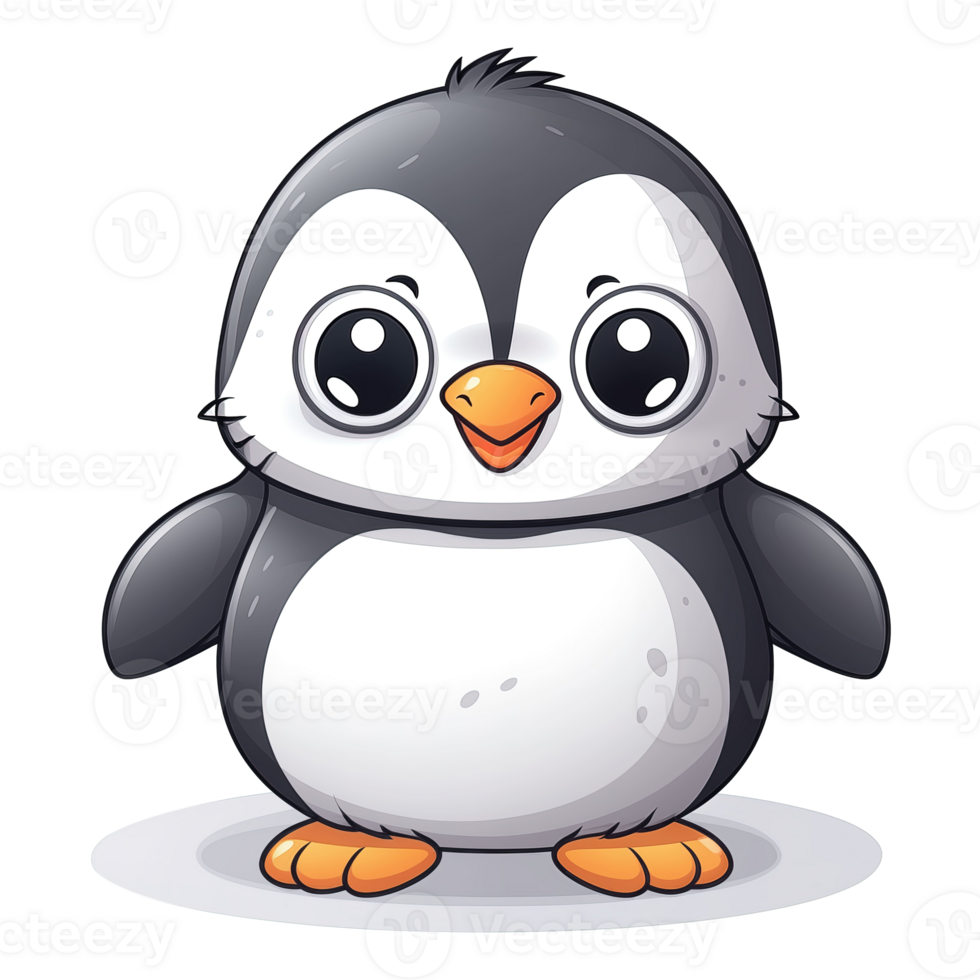 AI generated simple cute children's illustration, baby penguin mascot with soft gradients on a transparent background png