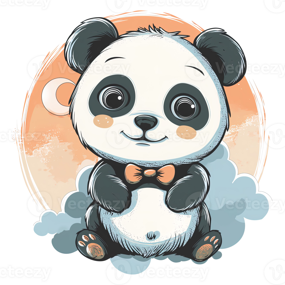 AI generated cute baby panda t-shirt illustration, semi realistic details png