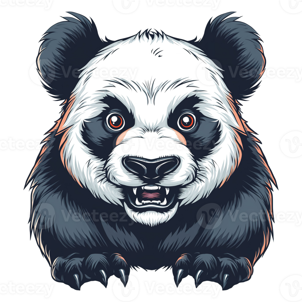 AI generated Detailed illustration of the panda monster mascot, fierce, angry, full body transparent background png