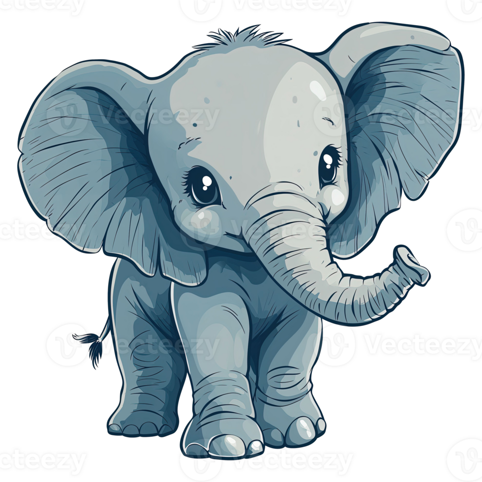 ai gegenereerd gemakkelijk gedetailleerd illustratie van een schattig baby olifant transparant achtergrond png