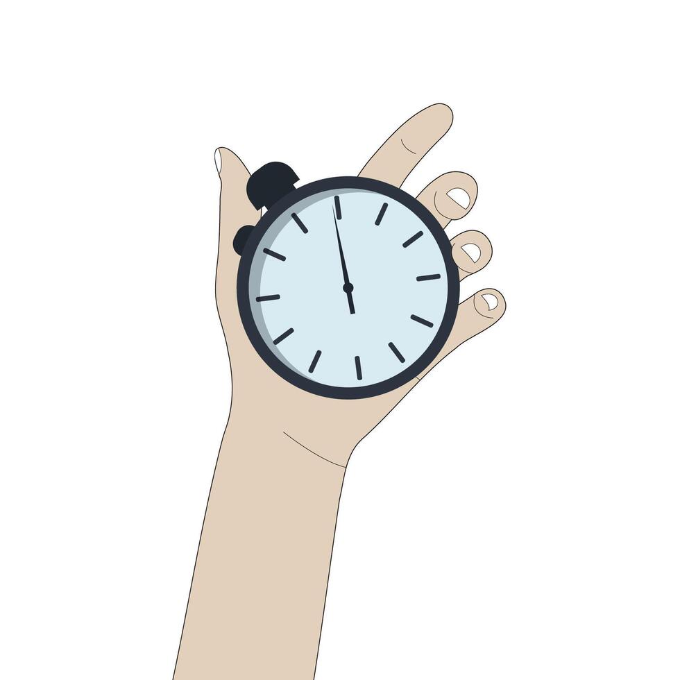 Vector illustration of a stopwatch in your hand.