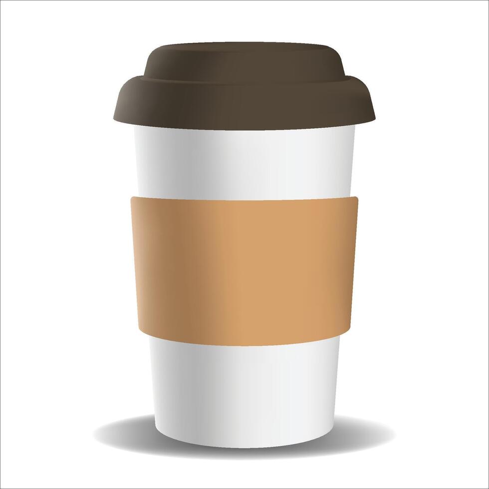 Vector realistic paper cup of coffee.