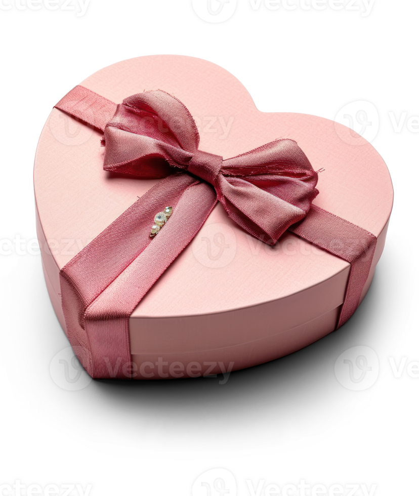 AI generated a pink heart shaped box with a bow on top png
