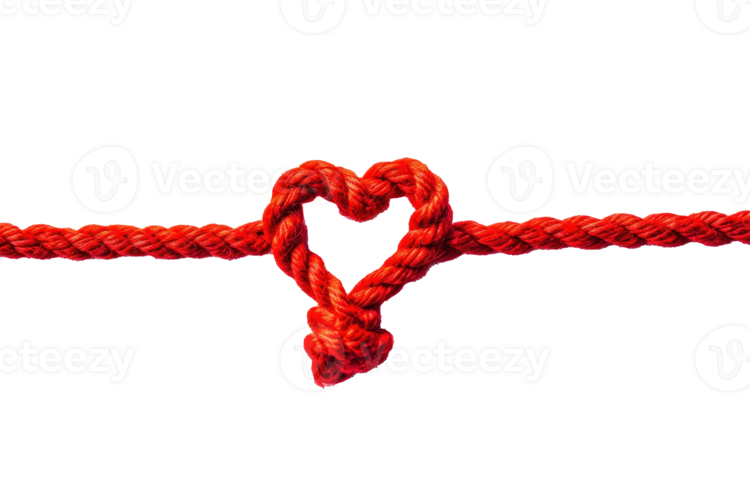 AI generated a red rope with a heart shape tied to it png