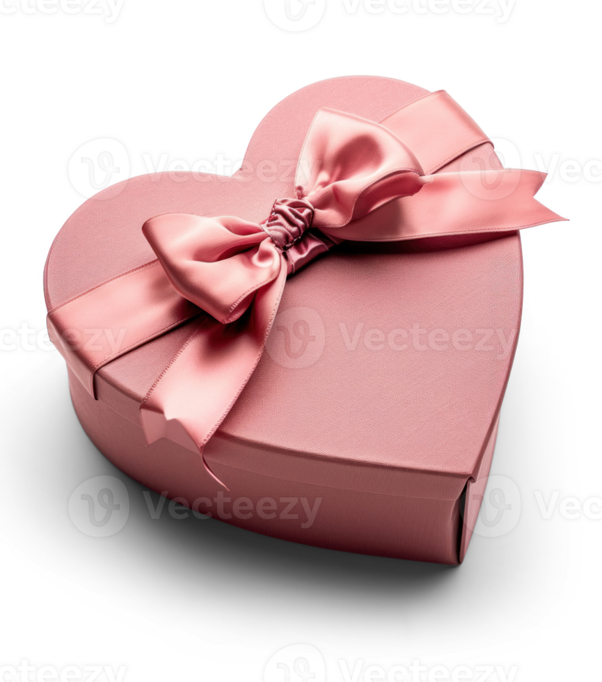 AI generated a pink heart shaped box with a bow on top png