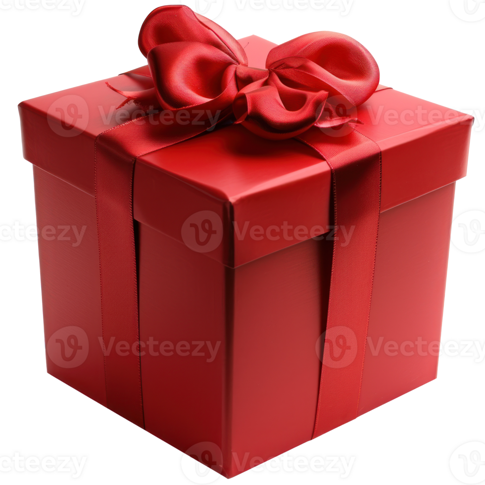 ai gegenereerd rood geschenk doos met boog Aan transparant achtergrond png