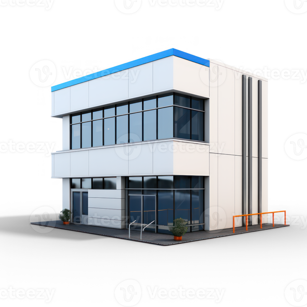 AI generated 3d model of a modern office building png