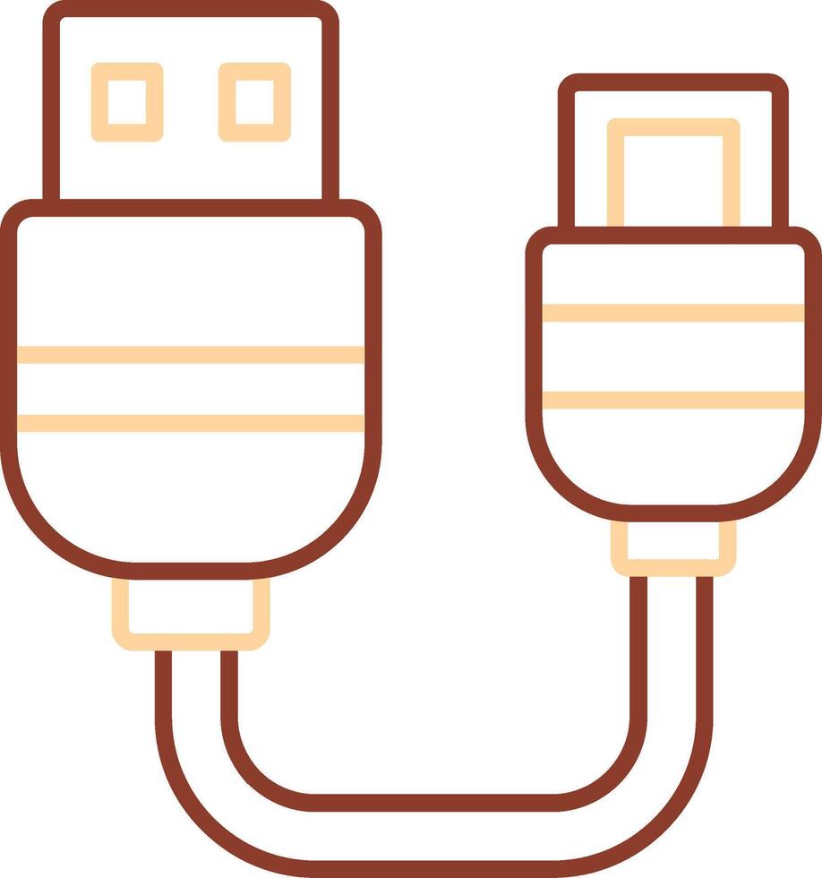 icono de línea usb de dos colores vector