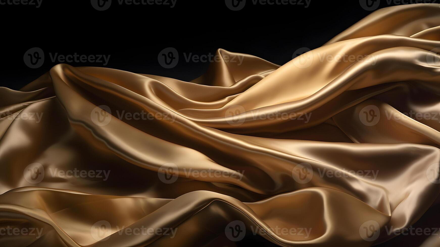 AI generated Golden-colored silk surface with folds. Abstract background, neural network generated image photo