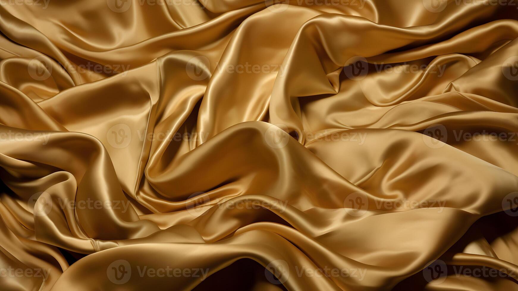 AI generated Golden-colored silk surface with folds. Abstract background, neural network generated image photo