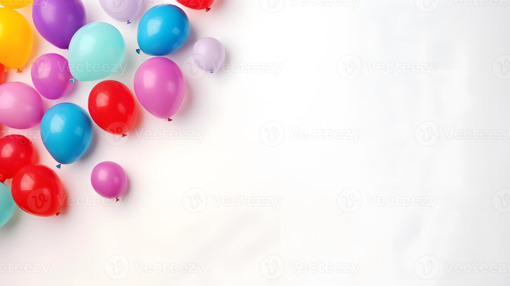 AI generated Colorful balloons on white background with copy space, neural network generated image photo