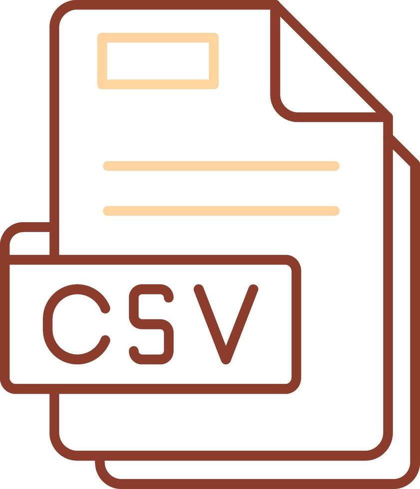 csv línea icono de dos colores vector