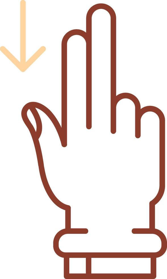 Two Fingers Down Line Two Color Icon vector