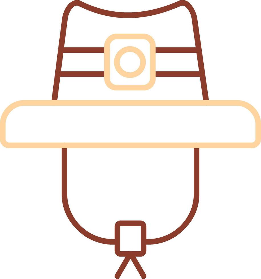 sombrero, línea, dos colores, icono vector