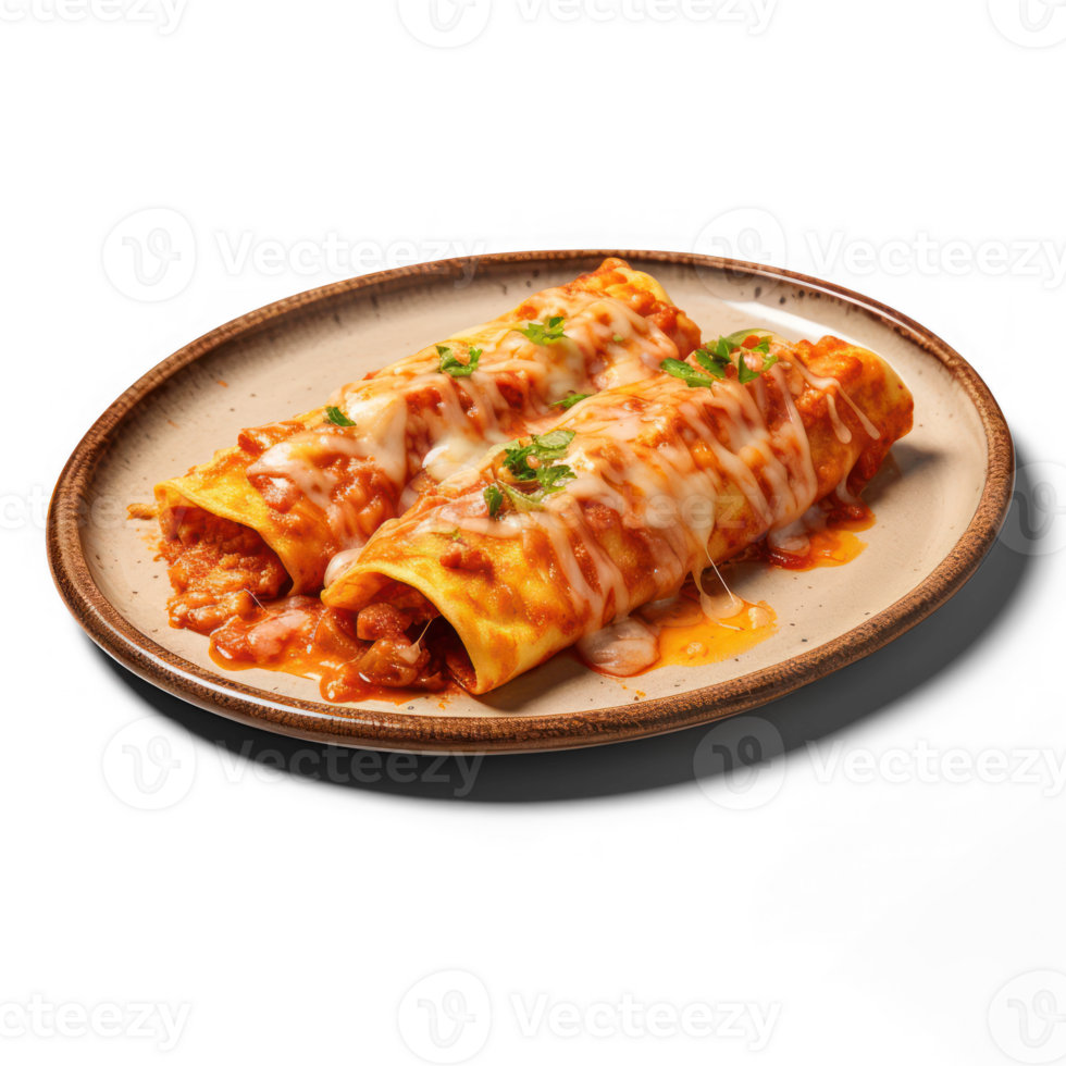 AI generated a plate with two enchiladas on it png