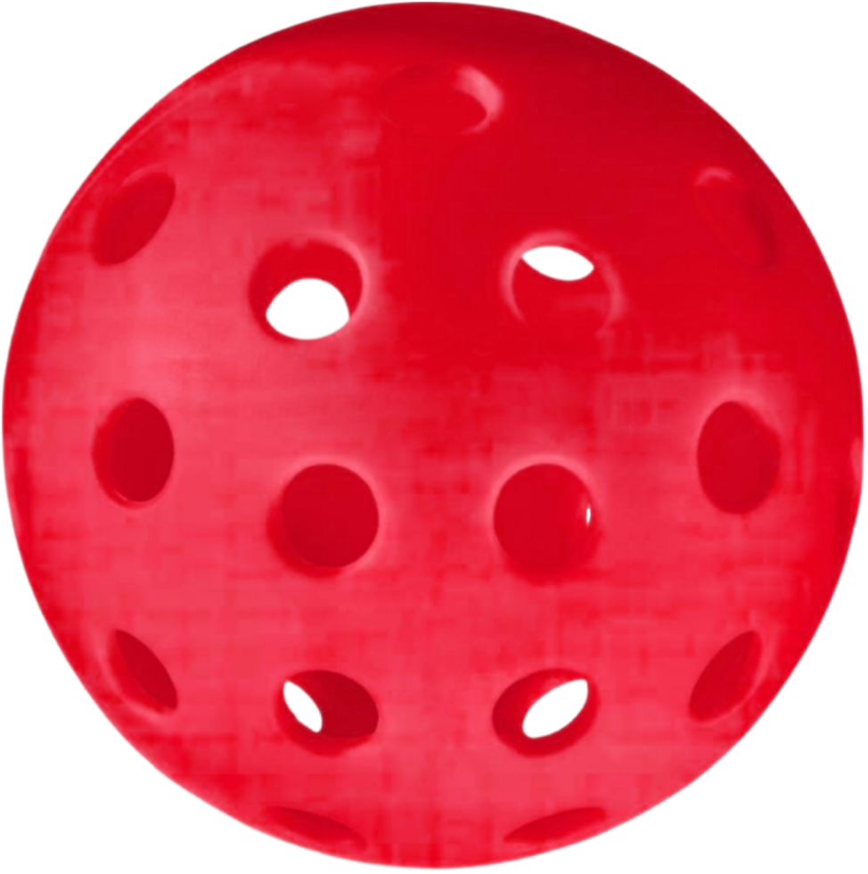 Red pickleball ball with transparent background png