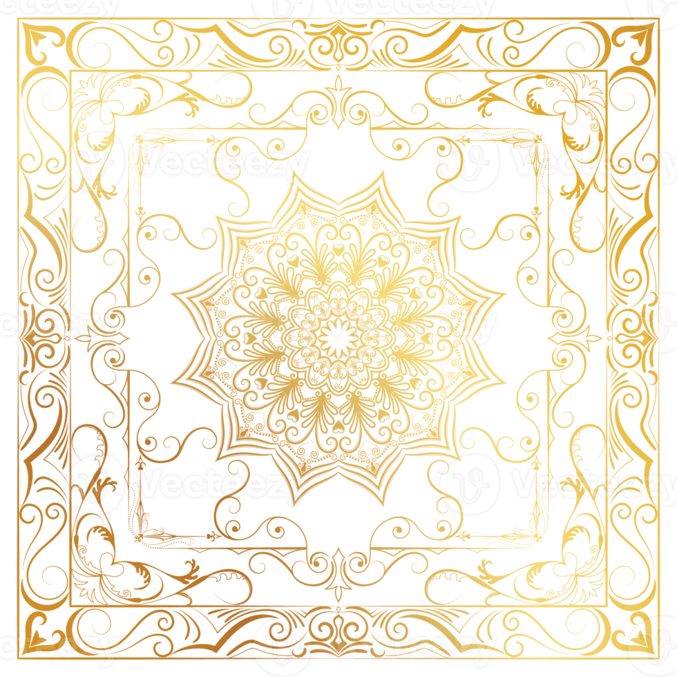 Mandala gold color for luxurious decoration, used on book covers and product wrapping boxes. png