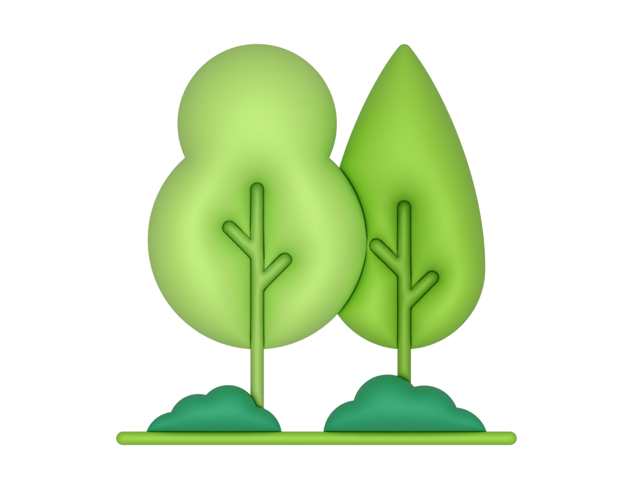 a 3d Park Trees on a transparent background png