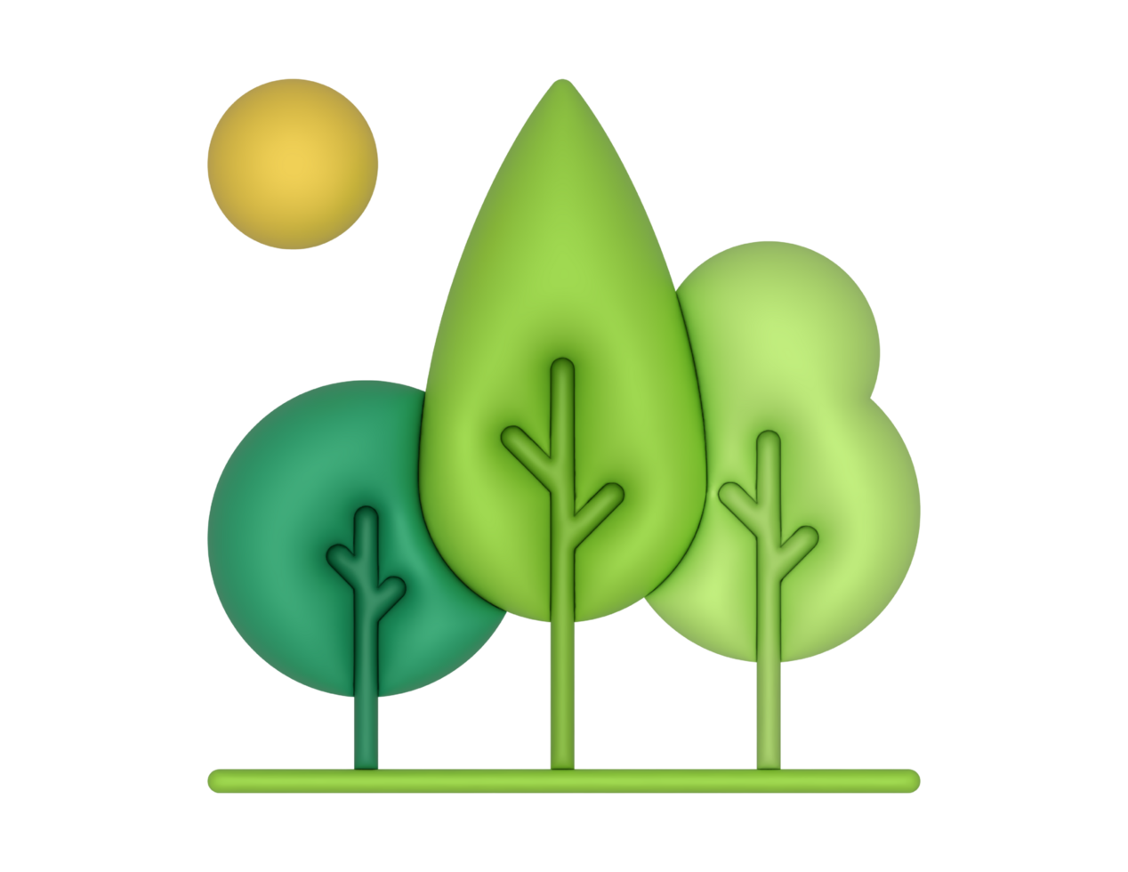 a 3d Park Trees on a transparent background png