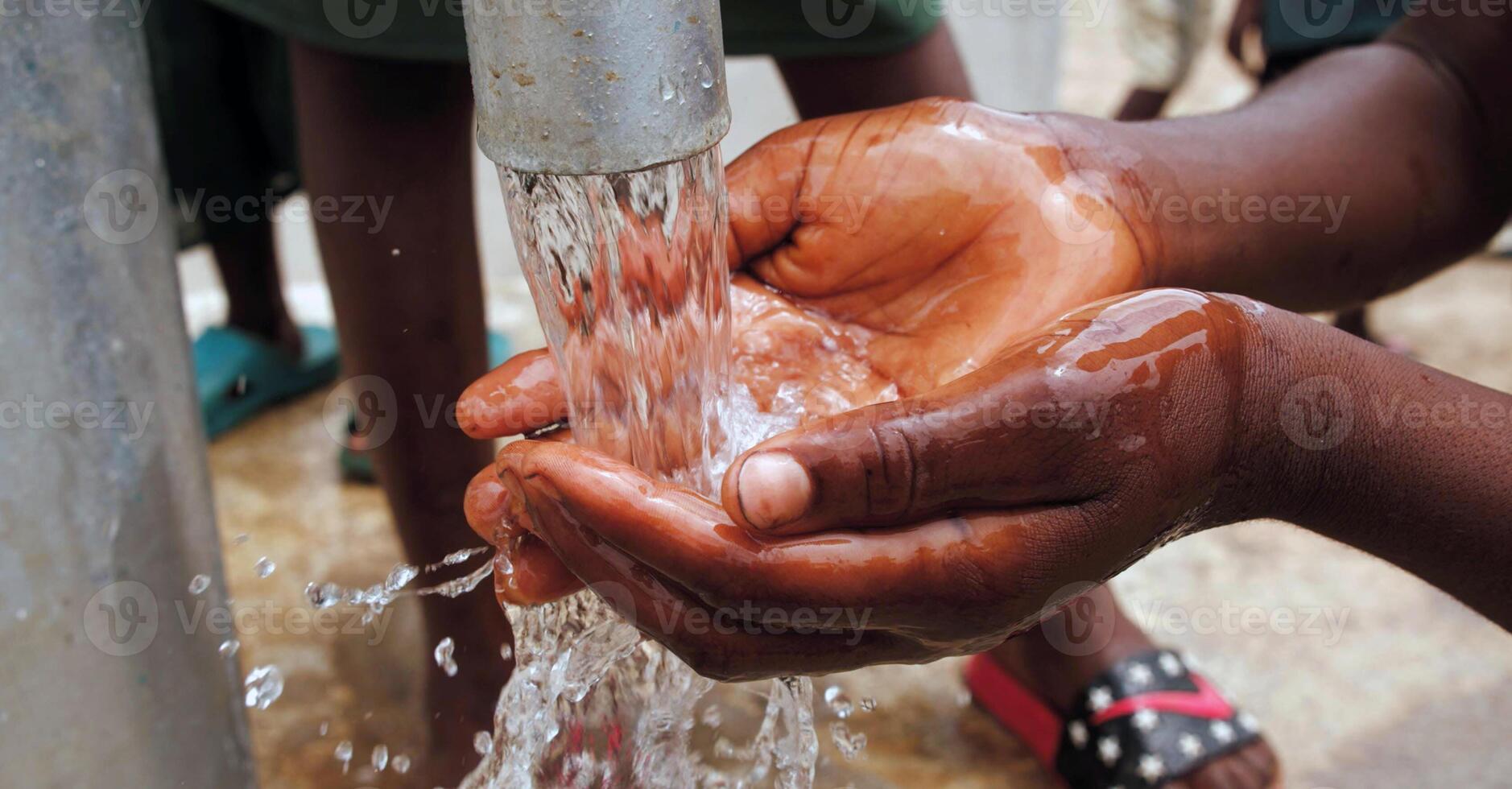 Hands wash procedure, cleaning hands with soap from viruses and contamination. Wash hands before dinner photo