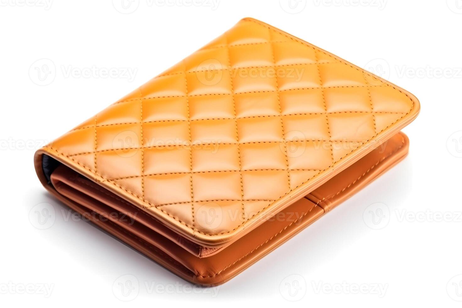 AI generated leather wallet isolated on white background, neural network generated image photo