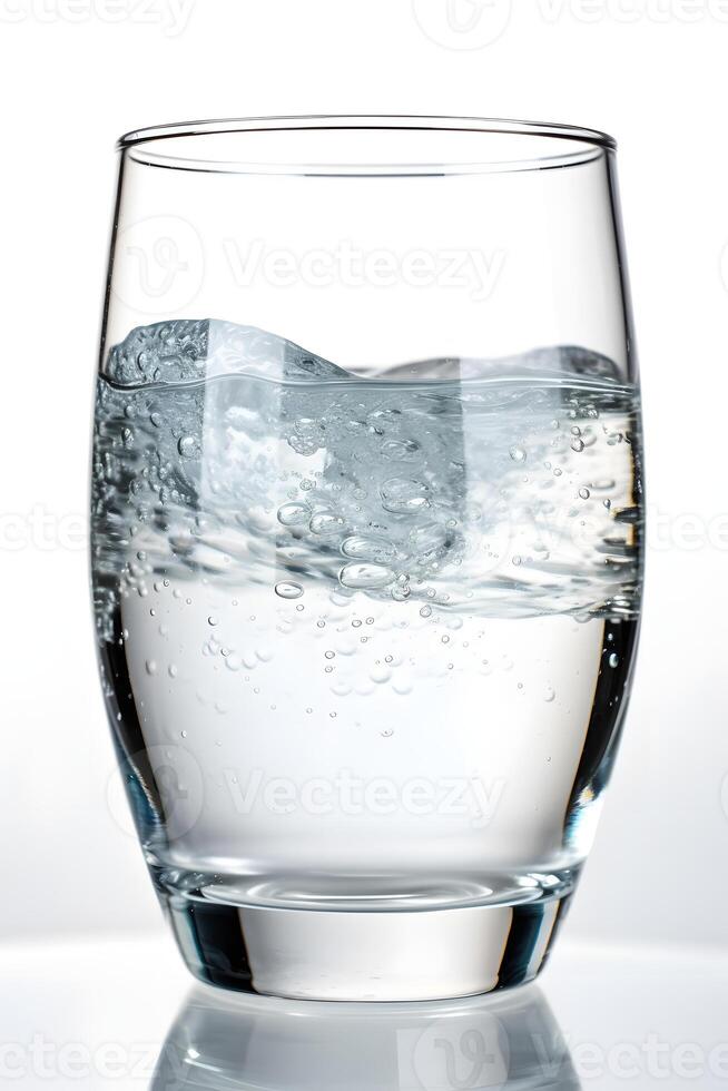 AI generated Glass filled with water on white background, neural network generated image photo