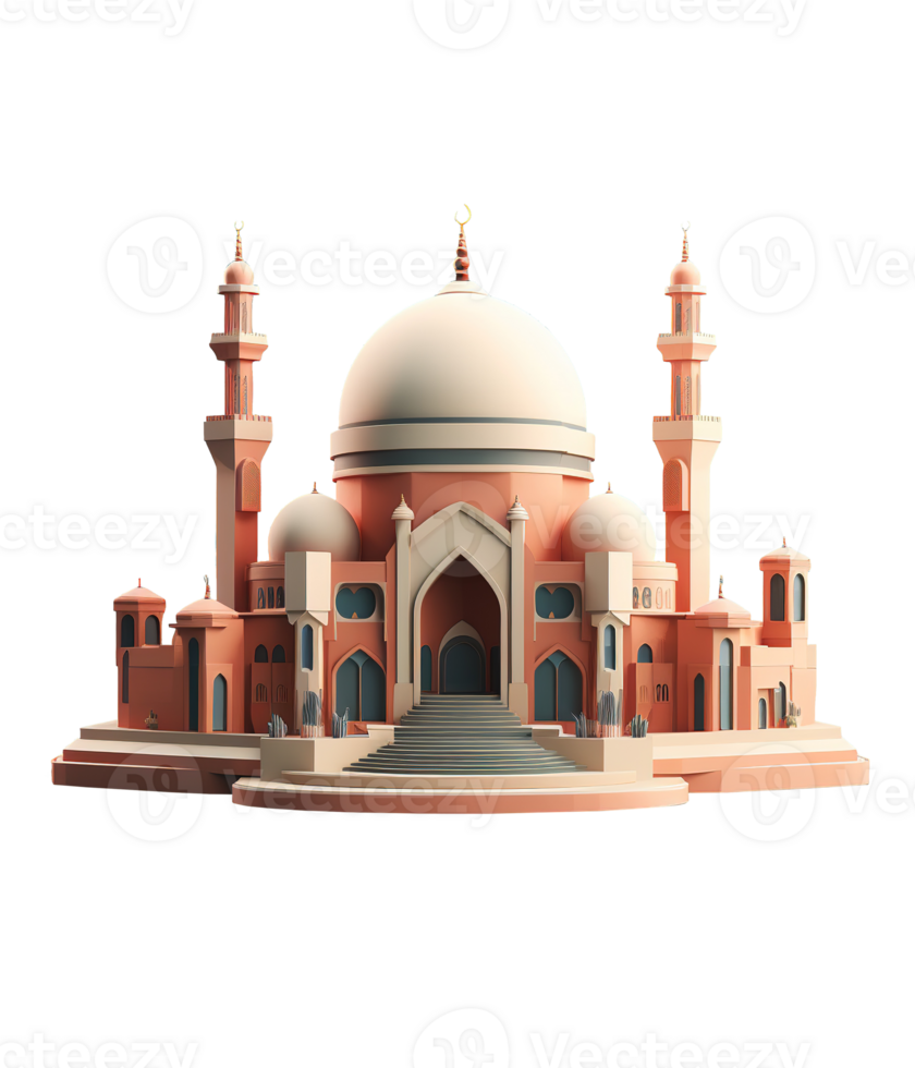 AI generated illustration of simple 3d mosque ai generated png