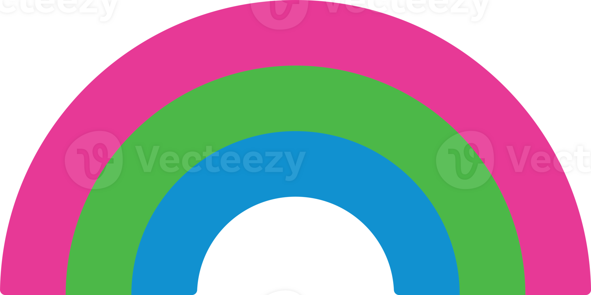 Pink, green, and blue colored rainbow icon, as the colors of the polysexual flag. LGBTQI concept. Flat design illustration. png