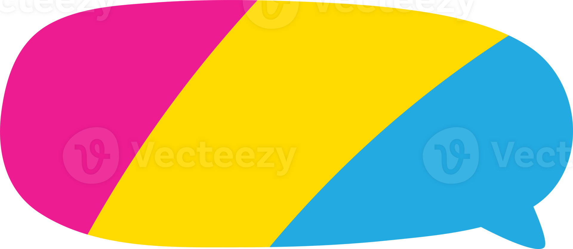 Pink, yellow, and blue colored speech bubble icon, as the colors of the pansexual flag. LGBTQI concept. Flat design illustration. png