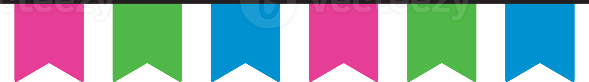 Pink, green, and blue colored party bunting, as the colors of the polysexual flag. LGBTQI concept. Flat design illustration. png