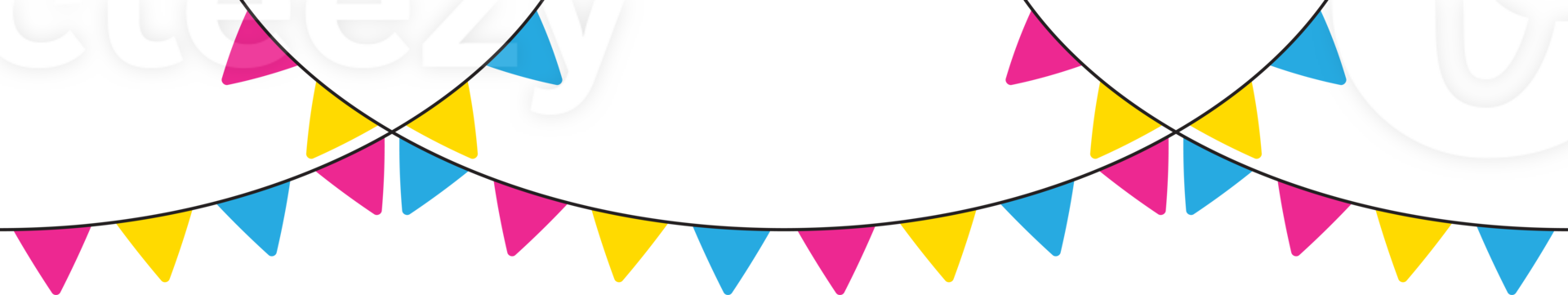 Pink, yellow, and blue colored party bunting, as the colors of the pansexual flag. LGBTQI concept. Flat design illustration. png