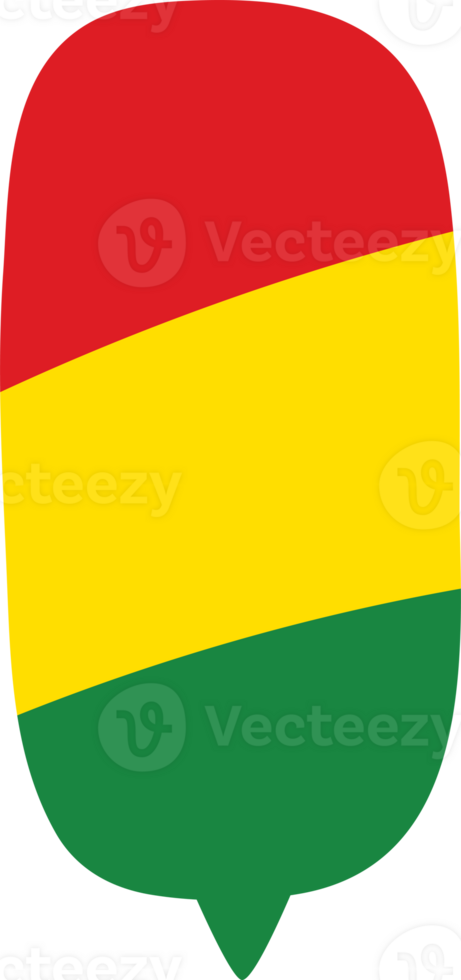 Red, yellow and green colored speech bubble shape icon as the colors of the Black History Month flag. Flat design illustration. png